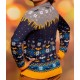 Sudadera navideña Batman azul y gris con logo y copos de nieve
