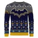 Sudadera navideña Batman azul y gris con logo y copos de nieve
