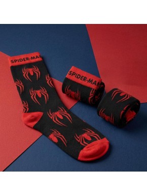 Calcetines negros y rojos de Spider-Man con logo