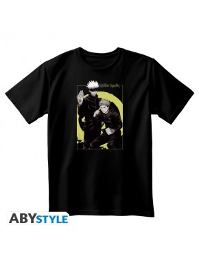 Camiseta negra Jujutsu Kaisen Itadori y Gojo