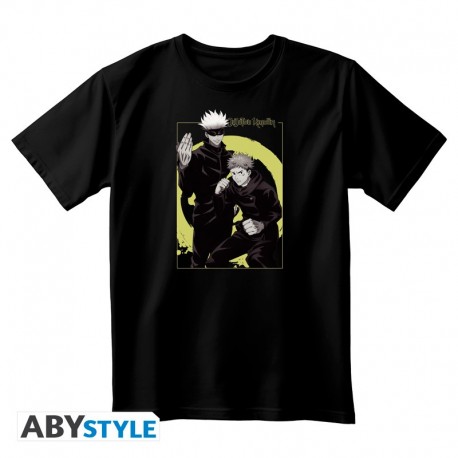 Camiseta preta Jujutsu Kaisen Itadori e Gojo