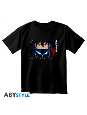 Camiseta negra de Solo Leveling con diseño Arise
