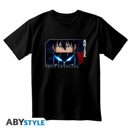 Camiseta negra de Solo Leveling con diseño Arise
