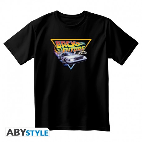 Camiseta negra Back to the Future con DeLorean