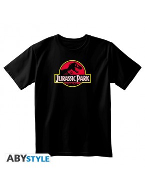 Camiseta preta com logo de Jurassic Park