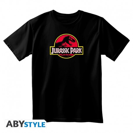 Camiseta preta com logo de Jurassic Park
