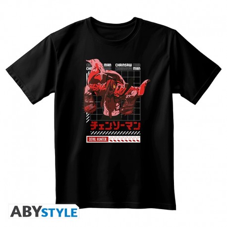 Camiseta unissex preta com design Chainsaw Man Devil Hunter