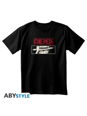Camiseta negra de One Piece con logotipo y diseño de personaje