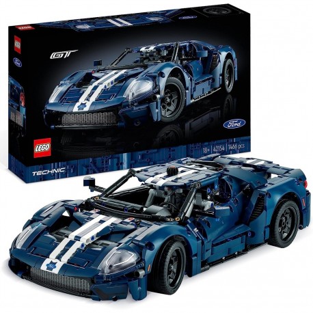 Modelo LEGO Technic Ford GT 2022 em azul e branco