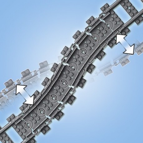 Trilhos de trem LEGO City com segmentos retos e curvados