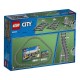 Trilhos de trem LEGO City com segmentos retos e curvados