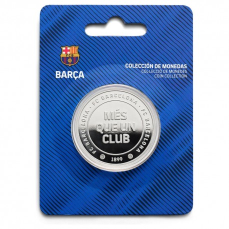 Moeda oficial FC Barcelona em acabamento prata