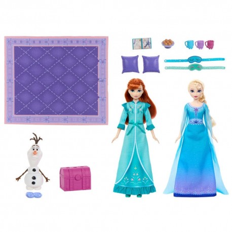 Conjunto Festa de Pijama Frozen com Elsa, Ana, Olaf e acessórios