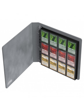 Álbum preto Ultimate Guard aberto com cartas