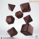 Conjunto de 7 dados pretos com gravações vermelhas de Mordor