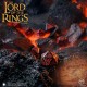 Conjunto de 7 dados pretos com gravações vermelhas de Mordor