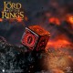 Conjunto de 7 dados pretos com gravações vermelhas de Mordor