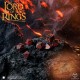 Conjunto de 7 dados pretos com gravações vermelhas de Mordor