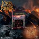 Conjunto de 7 dados pretos com gravações vermelhas de Mordor