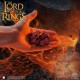Conjunto de 7 dados pretos com gravações vermelhas de Mordor