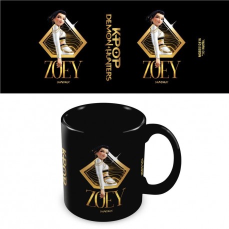 Taza negra de Zoey de Kpop Demon Hunters de cerámica 325ml