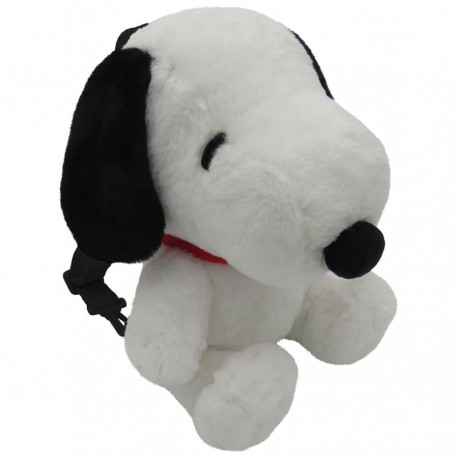 Mochila de pelúcia Snoopy branca e preta 28cm