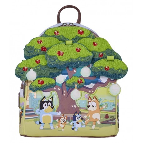Mochila Mini Bluey con diseño de árboles y personajes
