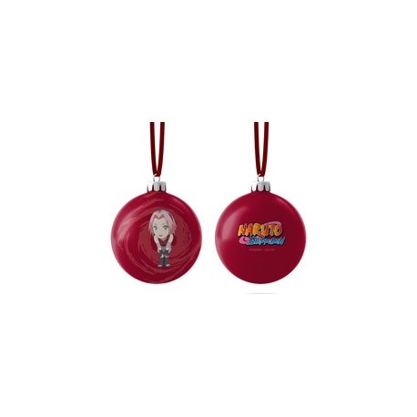 Bola de Navidad roja con diseño de Sakura Chibi de Naruto