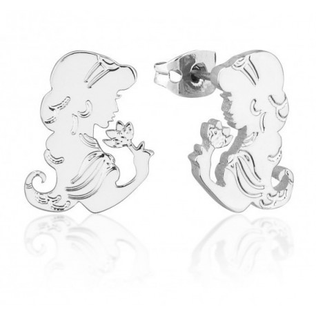 Pendientes oro blanco Jasmín con Flor Aladdin Disney