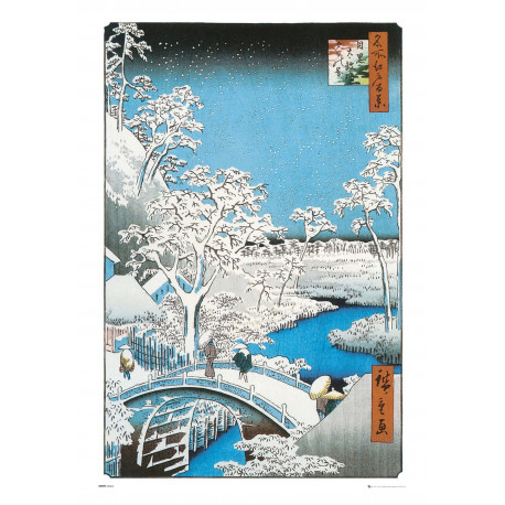 Póster The Drum Bridge by Utagawa Hiroshige