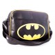 Borsa a tracolla in pelle logo di batman giallo nero