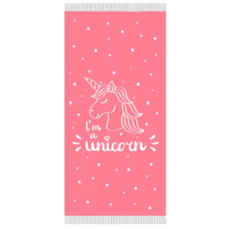 Serviette Paréo Licorne Rose