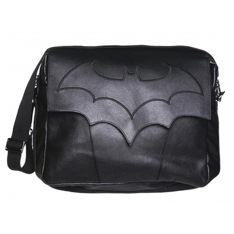 Bandolera cuero Batman logo negro