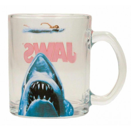 Caneca transparente com design de tubarão