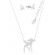 Conjunto de colar e brincos Bambi ouro branco
