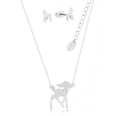 Pack colgante y pendientes oro blanco Bambi