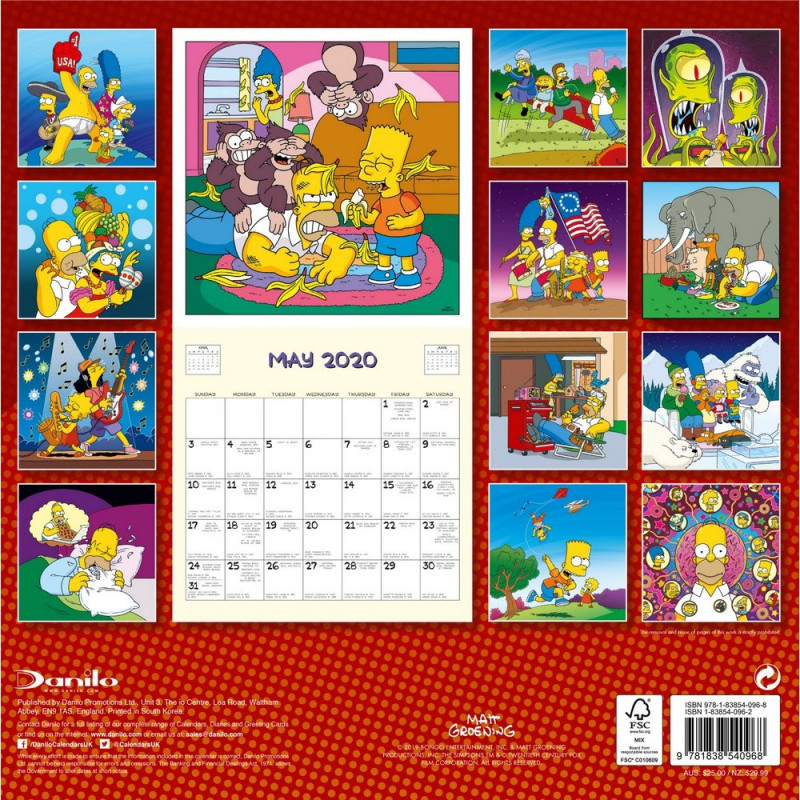 Calendar wall 2020 The Simpsons by 12,90€ - lafrikileria.com