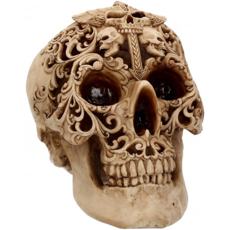 Réplique Du Crâne Gothique Floral Sculpté
