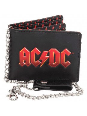 Carteira com corrente AC/DC, design rockeiro
