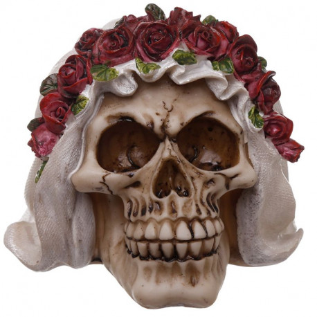 Figura Calavera Novia con Velo y Rosas