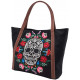 Black bag with Skull and embroidered flowers Loungefly