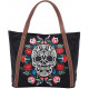 Black bag with Skull and embroidered flowers Loungefly