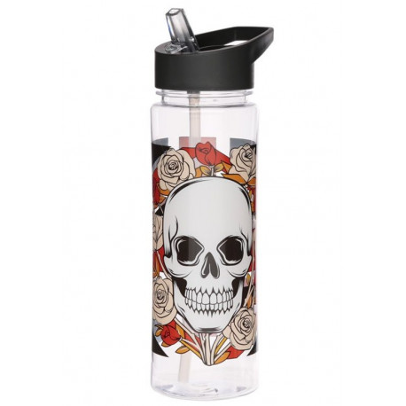 Botella Calaveras y Rosas Bandera