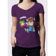 Camiseta lila de Arale y Gatchan de Doctor Slump