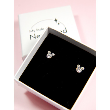 Silver earrings and Zircons Mickey Mouse Disney