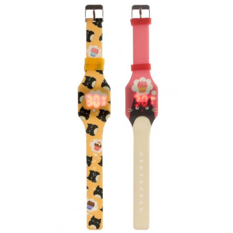 Montre en silicone avec chatons kawaii