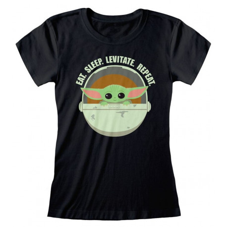 Star Wars The Mandalorian Camiseta Chica Eat Sleep Levitate talla XL