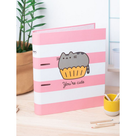 Archivador Pusheen Rayas Rosa