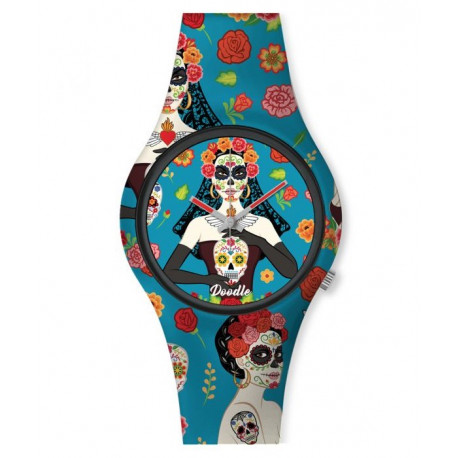 Relógio Catrina design único Dia dos Mortos