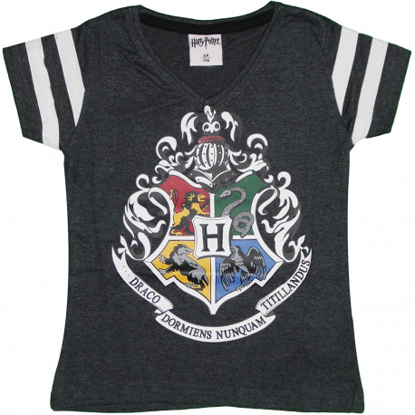 Camiseta Niña Harry Potter Hogwarts Negra